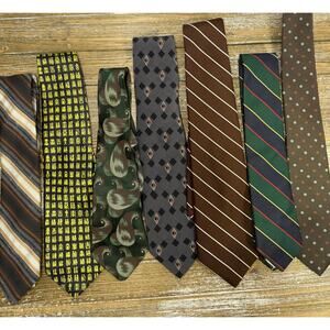 Vintage NeckTies Lot 7pc Preppy Retro Novelty Formal Striped Abstract Reseller